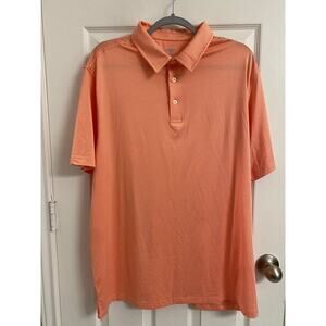 Men’s Polo Shirt Performance Fabric Coral White Stripe Size XL Men’s Activewear